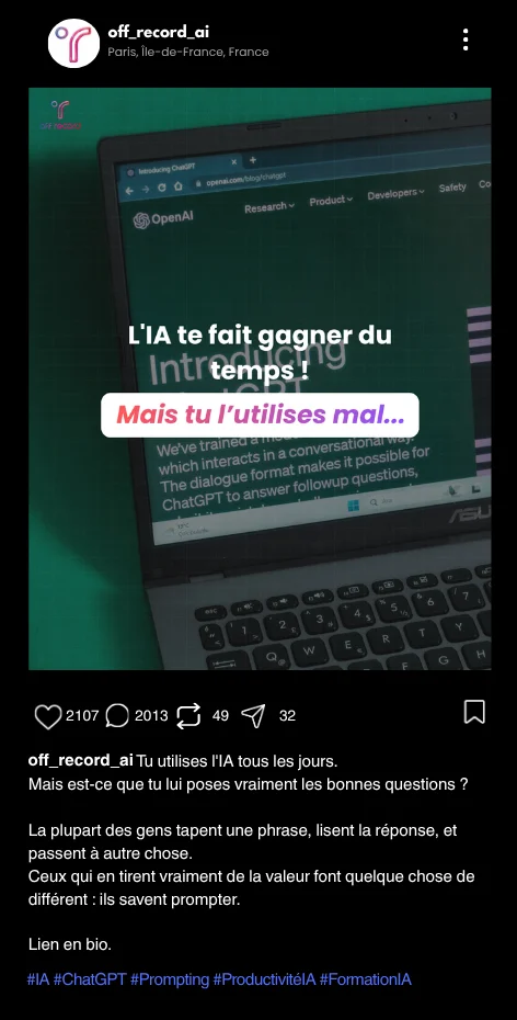 Publication Instagram réalisée pour un client, 4 sur 16.