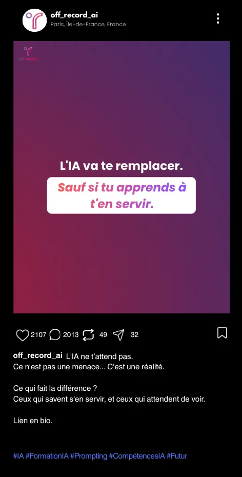 Publication Instagram réalisée pour Off Record, 8 sur 8.