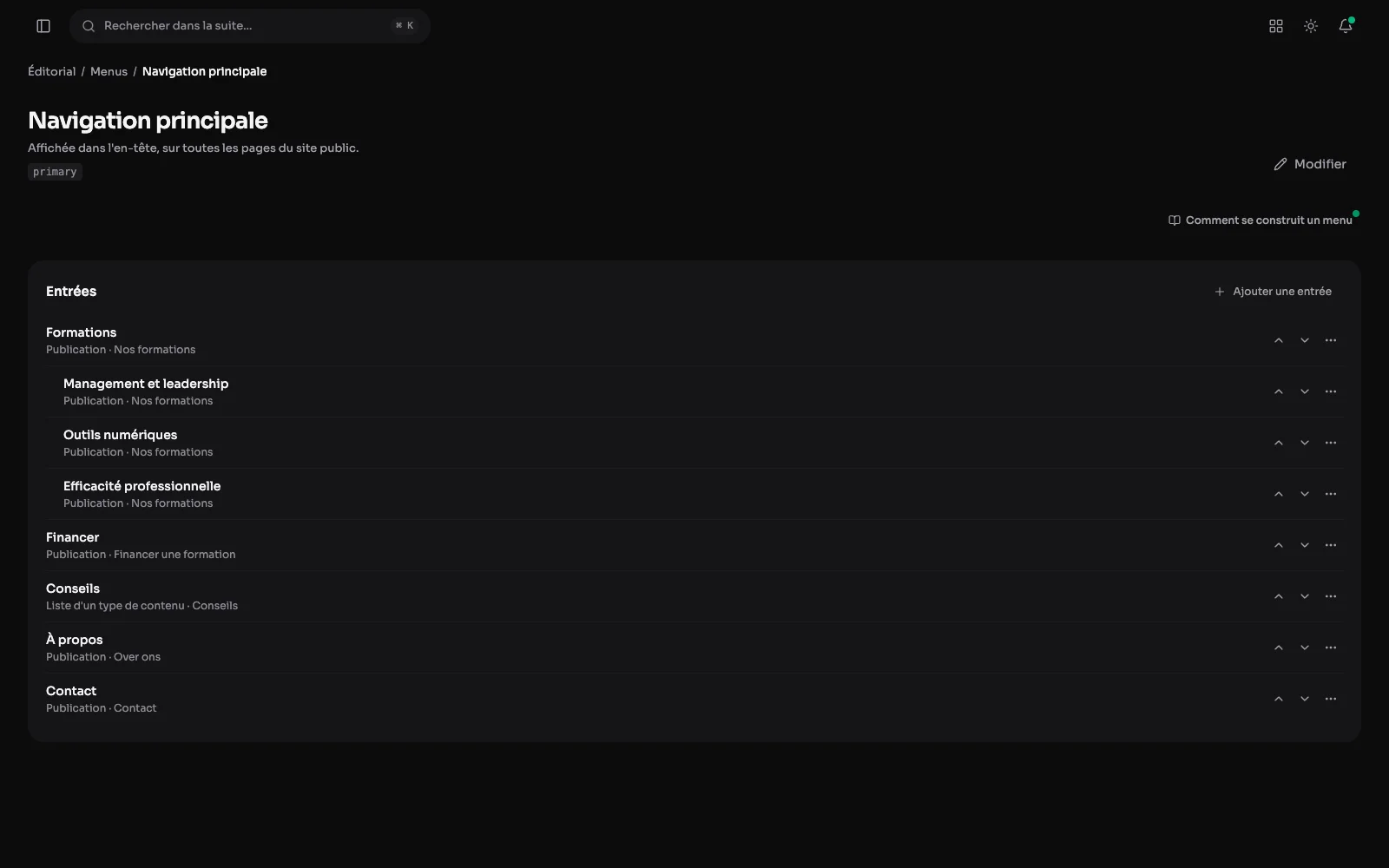Les menus