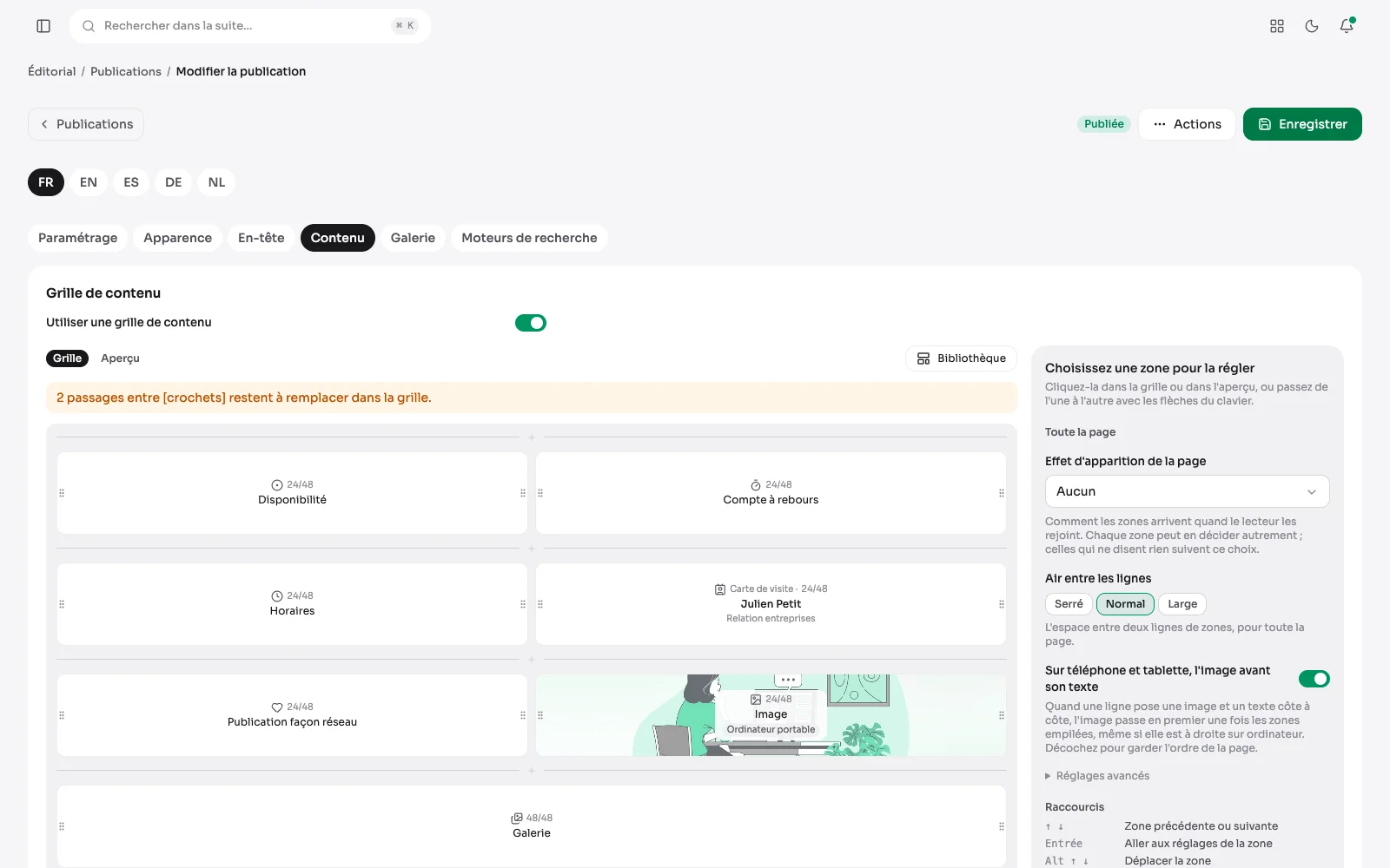 Composer une page