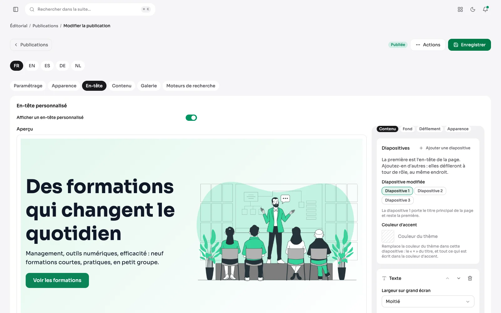 L'en-tête d'une page