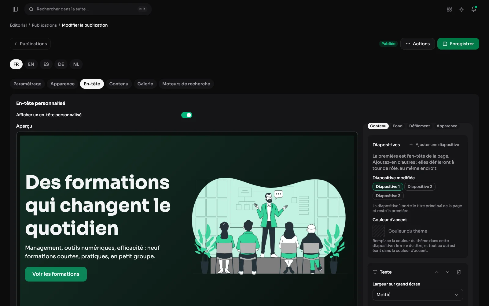 L'en-tête d'une page