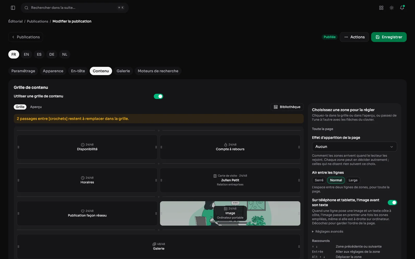 Composer une page